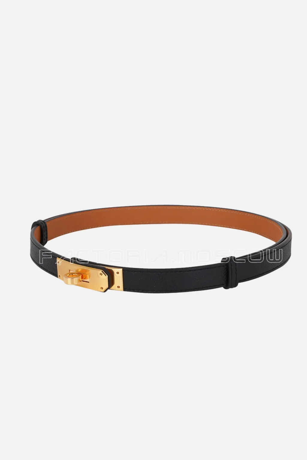 Hermes Kelly 18 Belt Black/Orange Epsom Hardware Gold