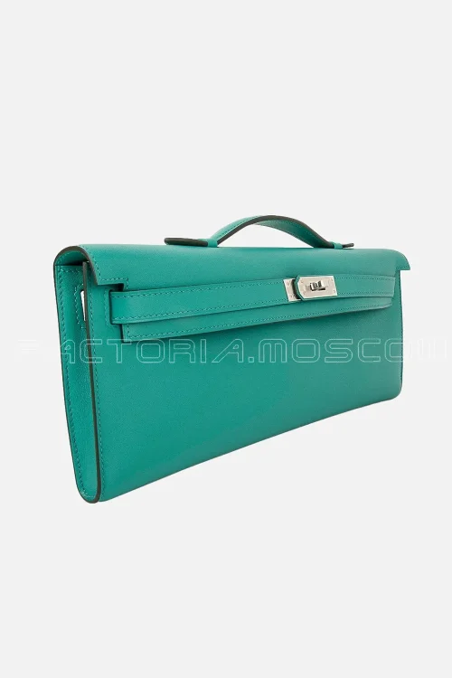 Hermes Kelly Cut Clutch Swift Vert Verone PHW