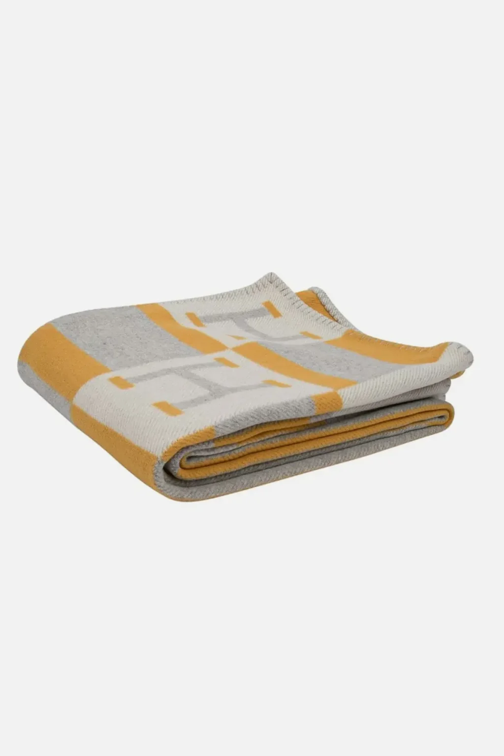 Hermes Blanket Avalon Bayadere Jaune/Gris/Ecru Throw Blanket