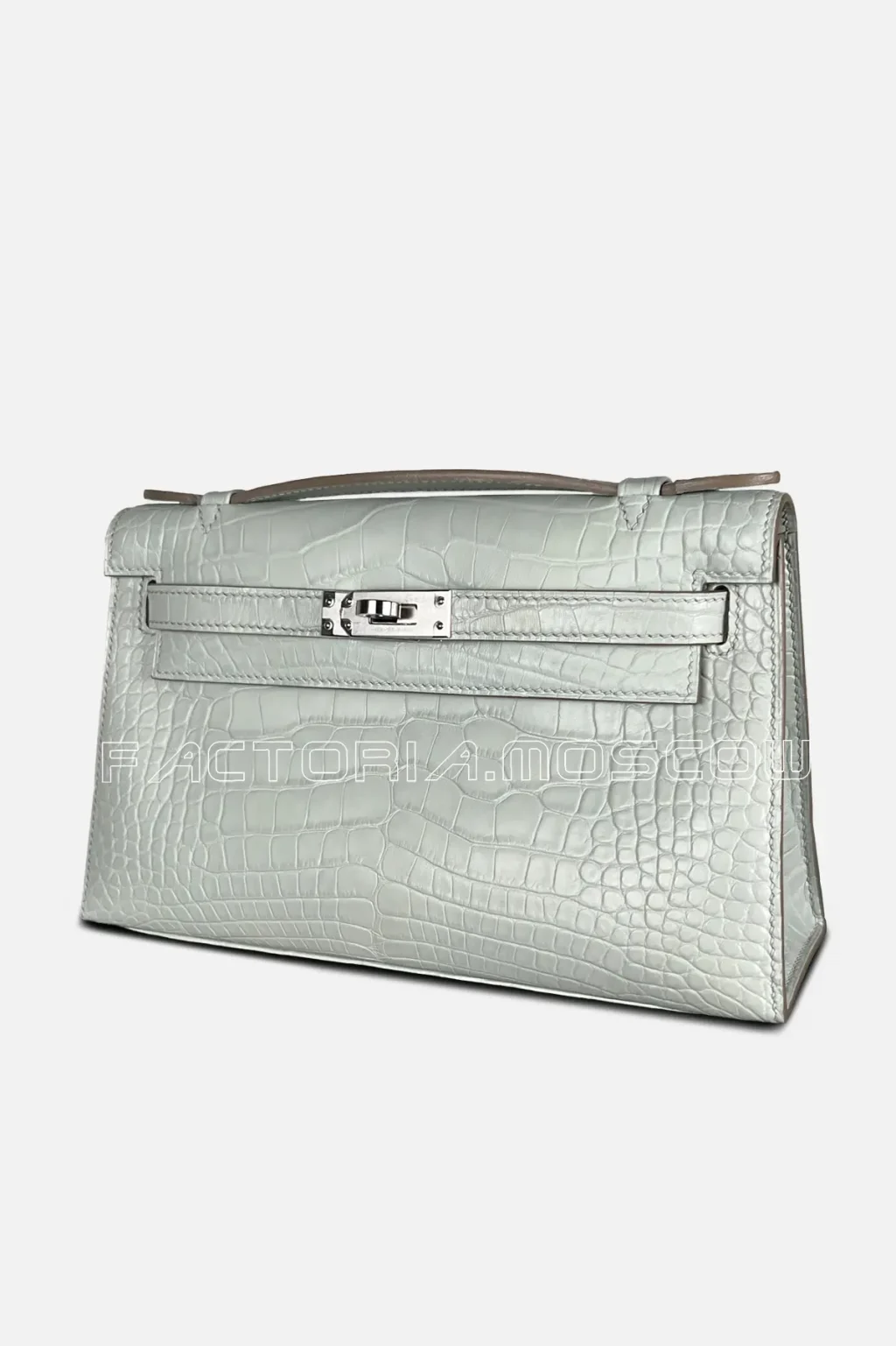 Hermes Kelly Pouchette Alligator matte Colour Gris Pearl PHW
