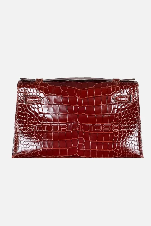 Hermes Kelly Pouchette Alligator lisse Colour Miel (Honey Brown) GHW