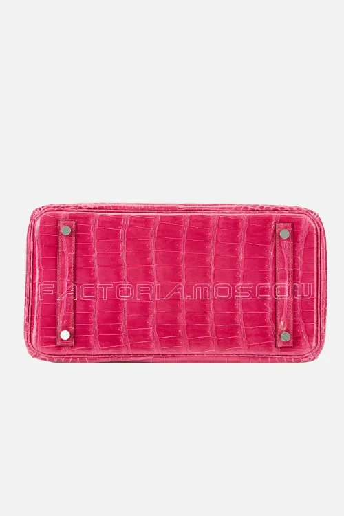Hermes  Birkin 30 Fuchsia Shiny Porosus Crocodile PHW