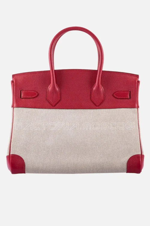 Hermes Birkin 30 Toile Rouge H Courchevel Leather GHW