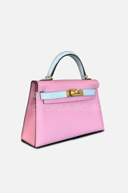 Hermes Kelly Mini 20 HSS Epsom Mauve Sylvestre/Blue Brume Hardware GHW