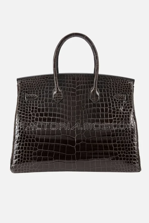 Hermès Birkin 35 Shiny Porosus Crocodile Colour Graphite PHW
