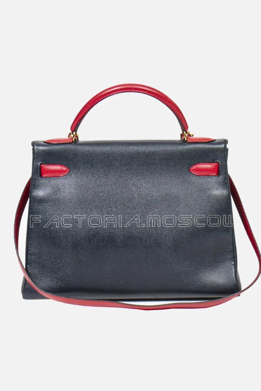 Hermes Kelly Retourne 32 Epsom Bi-Color Colour Navy Blue And Red GHW