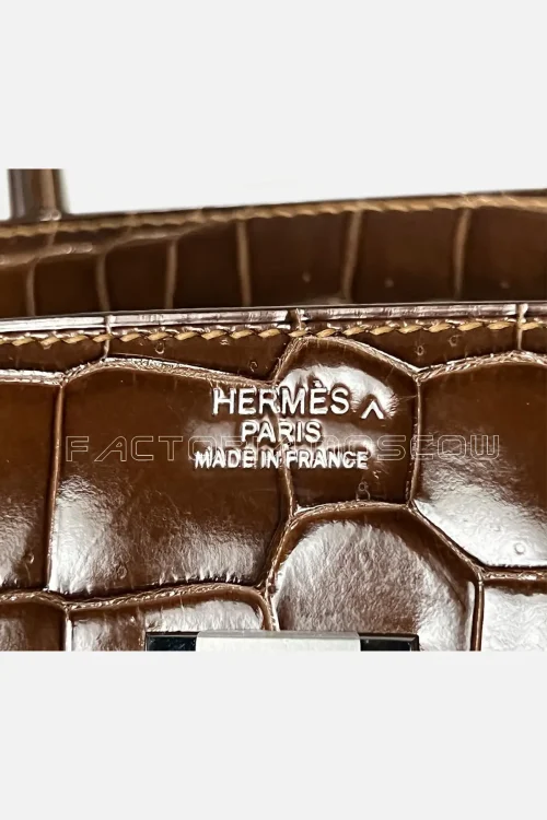 Hermes Birkin 35 Shiny Porosus Colour Ficelle Hardware PHW