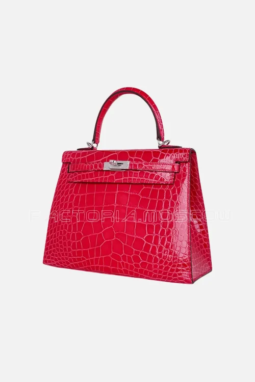 Hermes HSS Kelly Sellier 25 Rose Extreme/Trench Alligator Bag Palladium