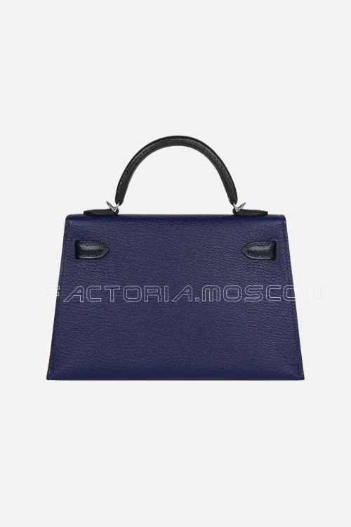 Hermès Special Order HSS Kelly Mini 20 Chevre Colour Blue Encre/Black PHW