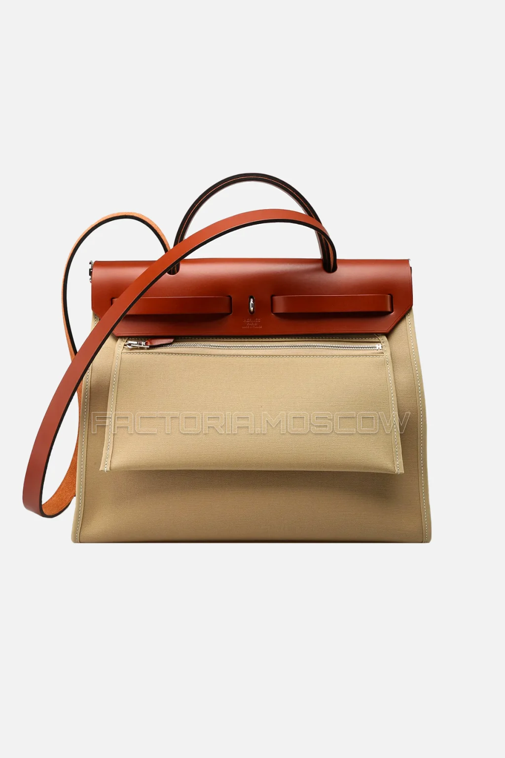 Hermes Herbag Zip Trench Toile/Hunter Cowhide PHW