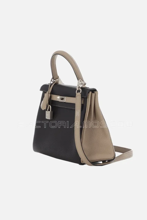 Hermès HSS Kelly Retourne 25 Togo Black And Gris Tourterelle PHW