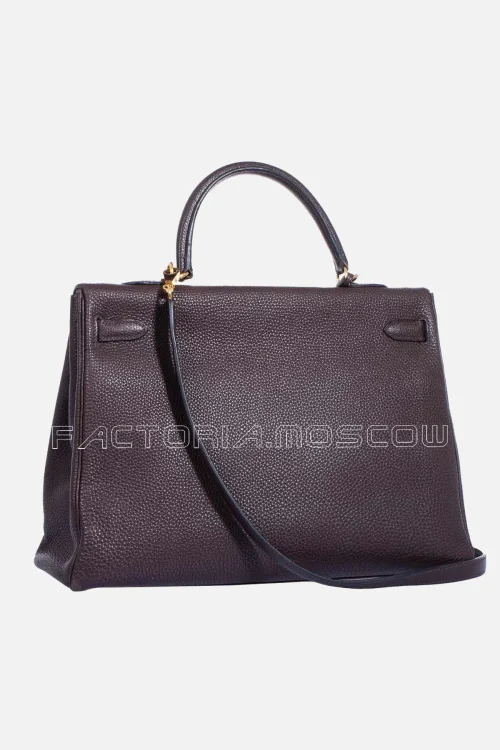 Hermes Kelly Retourne 35 Clemence Colour Chocolat GHW