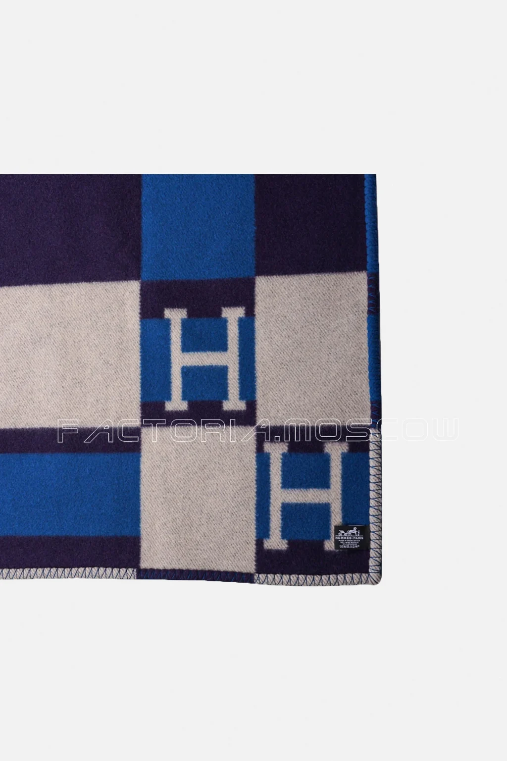 Hermes Blanket Avalon Bayadere Blue Marine Throw