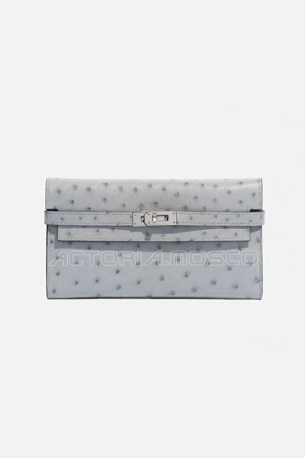 Hermes Kelly long wallet Ostrich Blue Glacier Hardware Phw