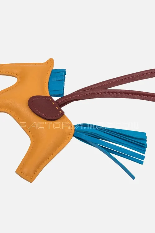 Hermes Rodeo PM Bag Charm Jaune Ambre / Blue Zanzibar / Rouge H