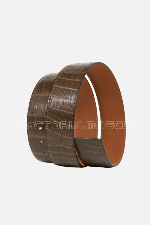 Hermes Constance Belt 42mm Gris Elephant Matte Porosus Crocodile/Gold
