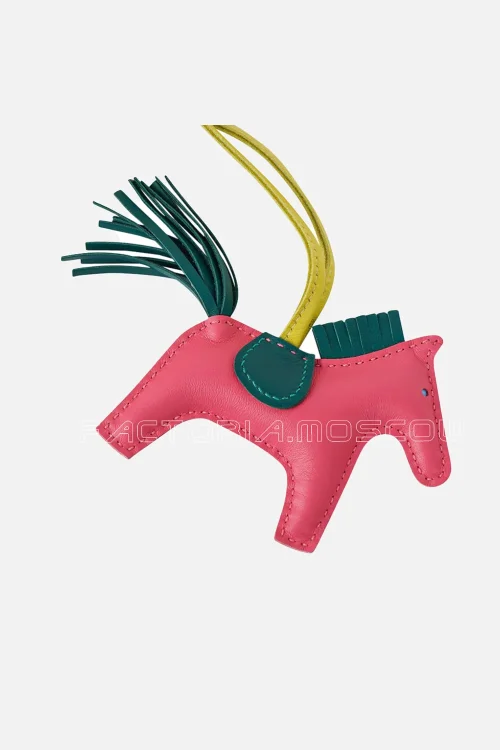 Hermes Rodeo PM Bag Charm Rose Azalee/ Malachite / Lime
