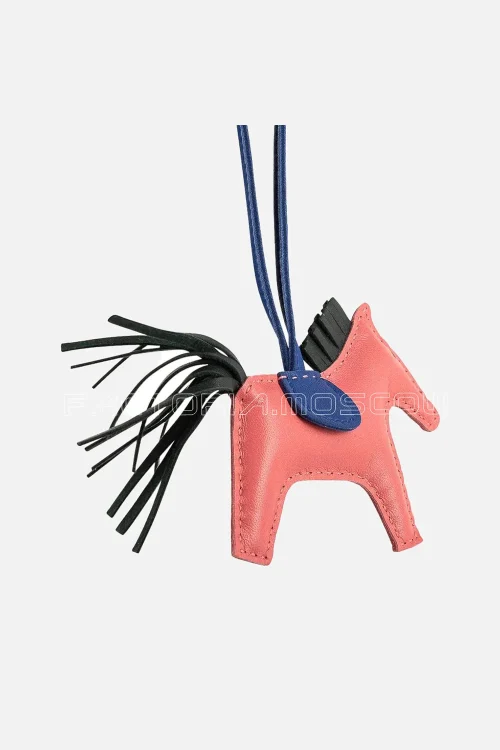 Hermes Rodeo PM Bag Charm Rose Azalee/ Vert Cypress / Blue Electric