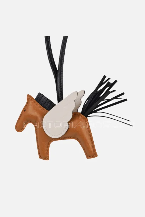 Hermes Rodeo PM Pegase Bag Charm Sesame / Nata / Black New w/Box