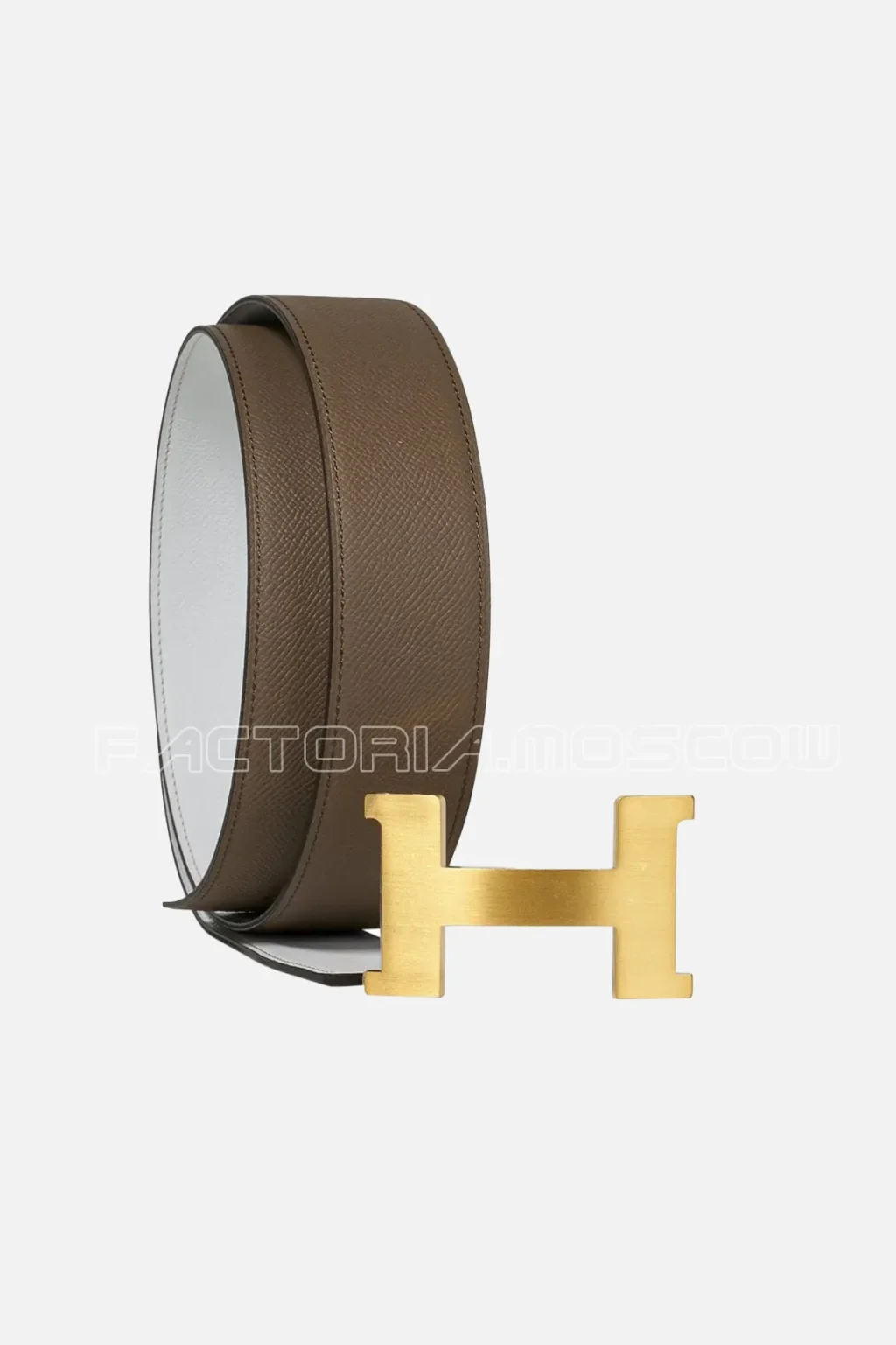 Hermes Belt Constance Etoupe/White 42mm Brushed Gold Buckle