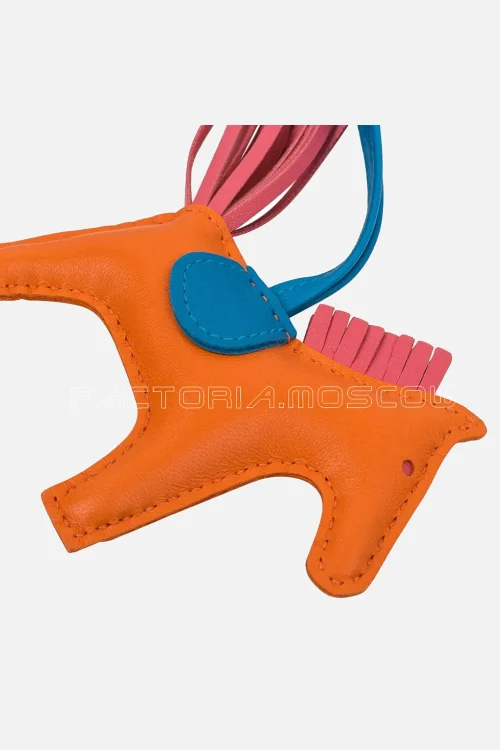 Hermes Rodeo PM Bag Charm Orange Poppy / Blue Zanzibar / Rose Azalee