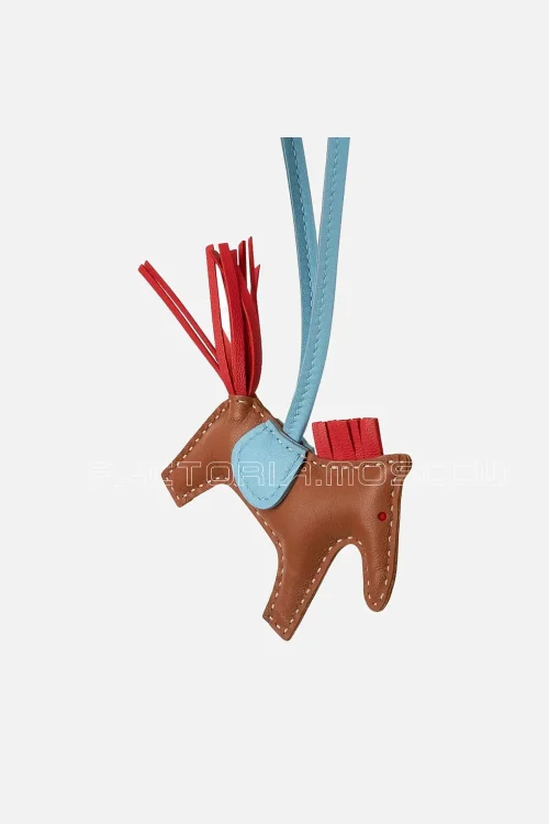 Hermes Rodeo PM Bag Charm Gold / Rouge Indien / Blue Celeste