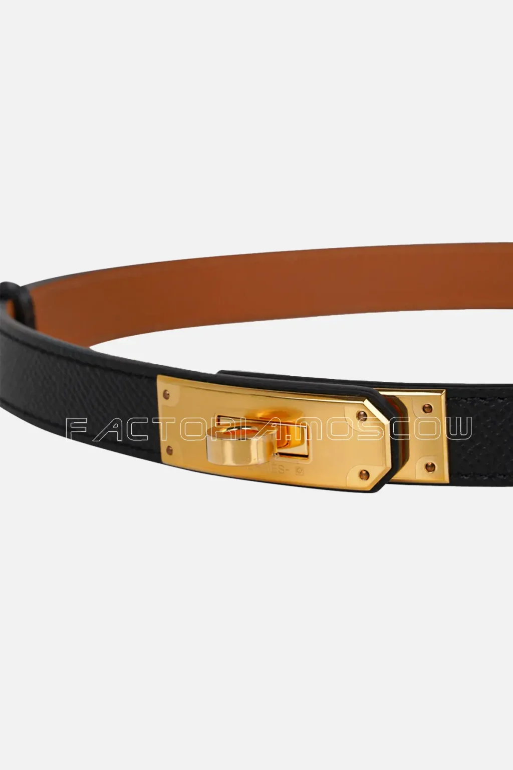 Hermes Kelly 18 Belt Black/Orange Epsom Hardware Gold