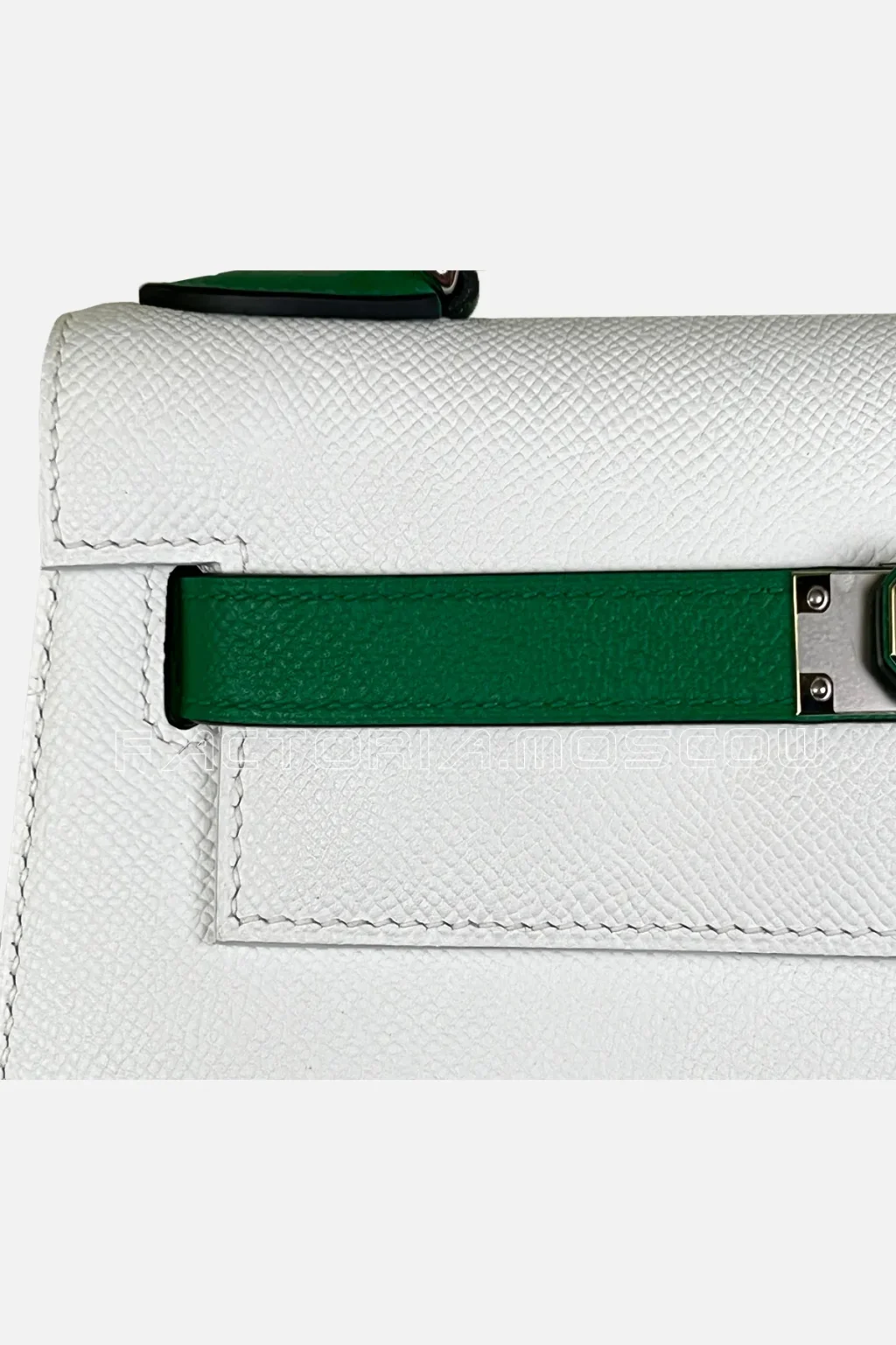 Hermes Kelly Sellier 28 Special Order (HSS) Epsom Colour White/Vert Vertigo PHW