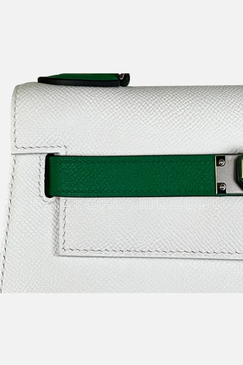 Hermes Kelly Sellier 28 Special Order (HSS) Epsom Colour White/Vert Vertigo PHW