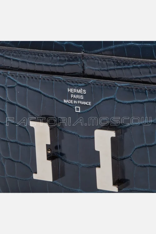 Hermes Constance Compact Wallet Alligator lisse Blue Colvert Hardware Phw