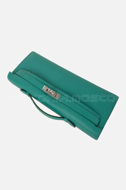 Hermes Kelly Cut Clutch Swift Vert Verone PHW