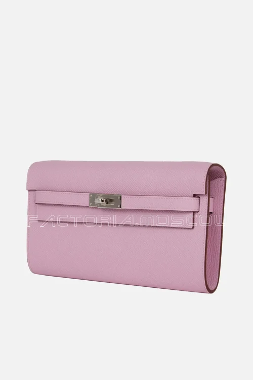 Hermès Kelly Wallet To Go Mauve Sylvestre Epsom PHW