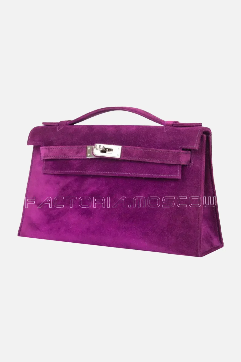 Hermes Kelly Pochette Clutch Doblis Suede Colour Violet PHW