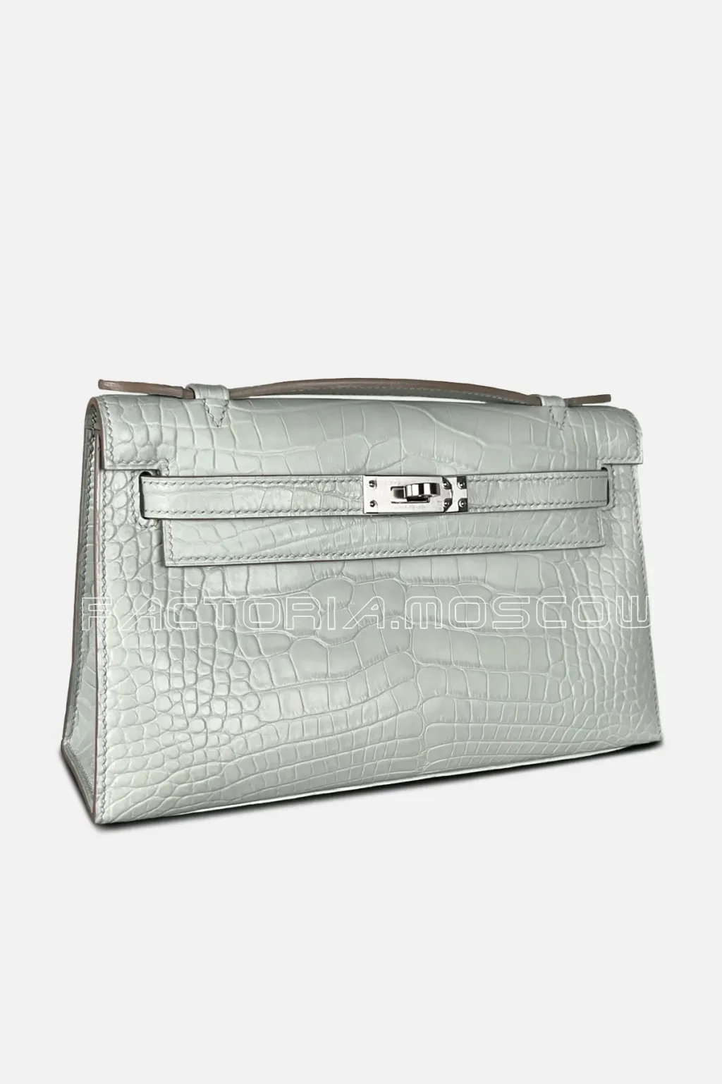 Hermes Kelly Pouchette Alligator matte Colour Gris Pearl PHW