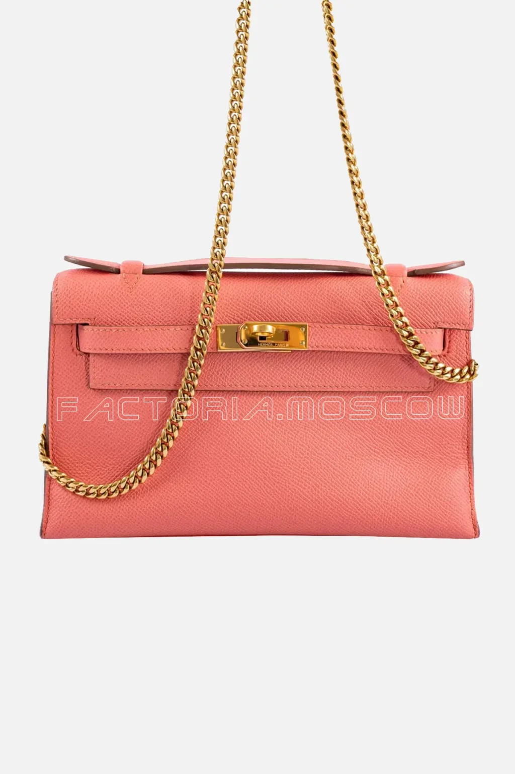 Hermes Kelly Pochette Epsom Colour Flamingo GHW