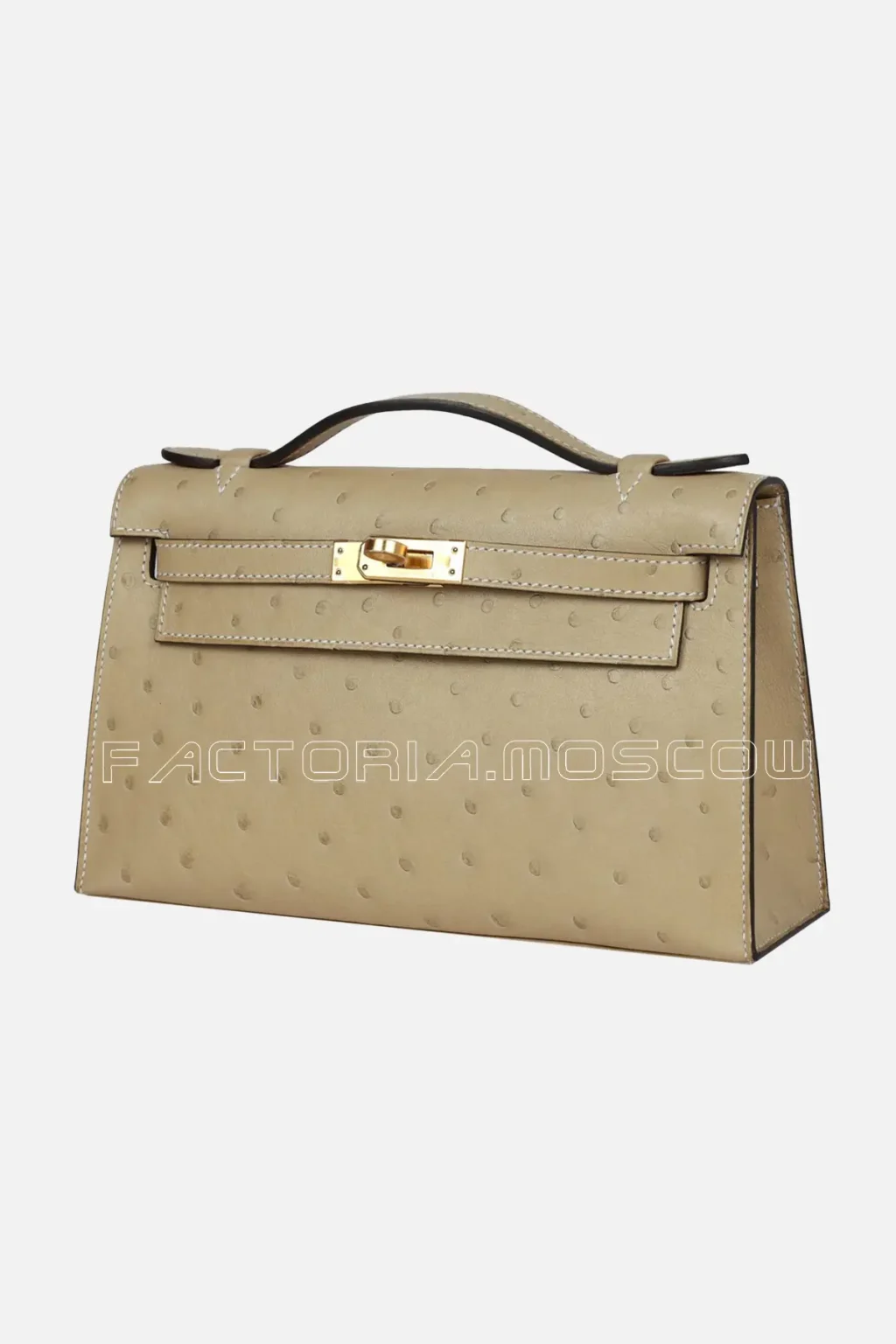 Hermès Kelly Pochette Ostrich Colour Trench GHW