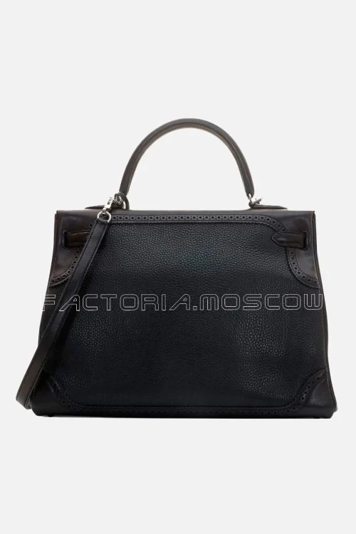 Hermès Kelly Retourne 35 Togo And Swift Ghillies Colour Noir PHW