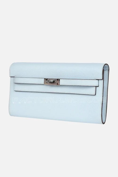 Hermès Kelly Wallet To Go Bleu Brume Epsom PHW