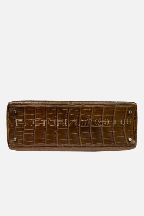 Hermès Kelly Retourne 35 Matte Niloticus Crocodile Colour Gris Elephant PHW