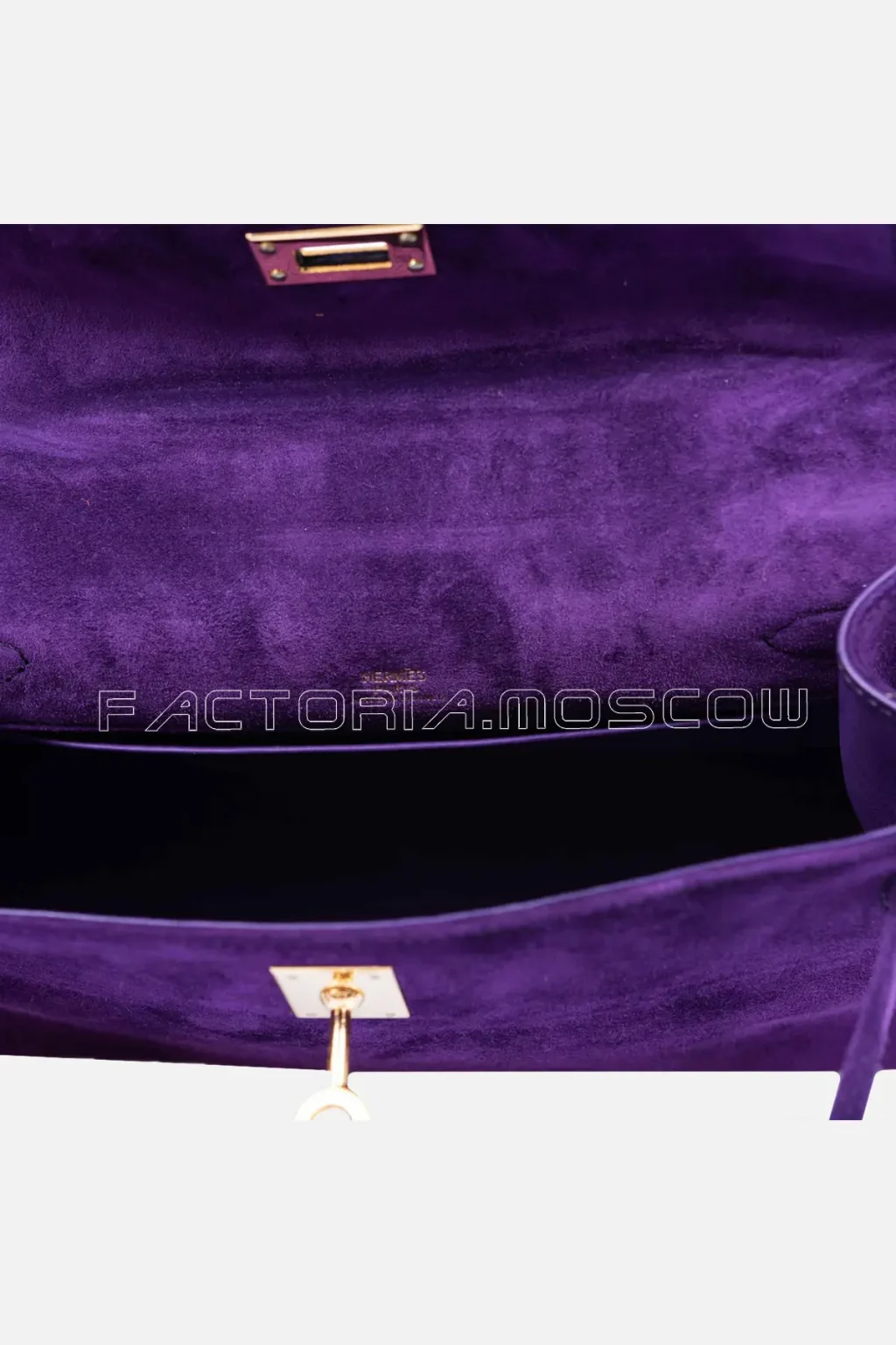 Hermes Kelly Pochette Violet Veau Doblis Suede GHW