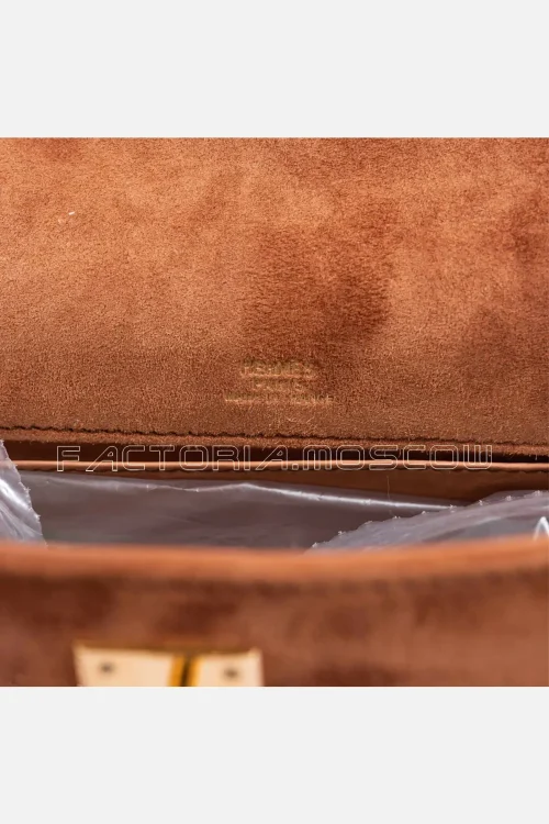 Hermes Kelly Pochette Chocolate Veau Doblis Suede GHW