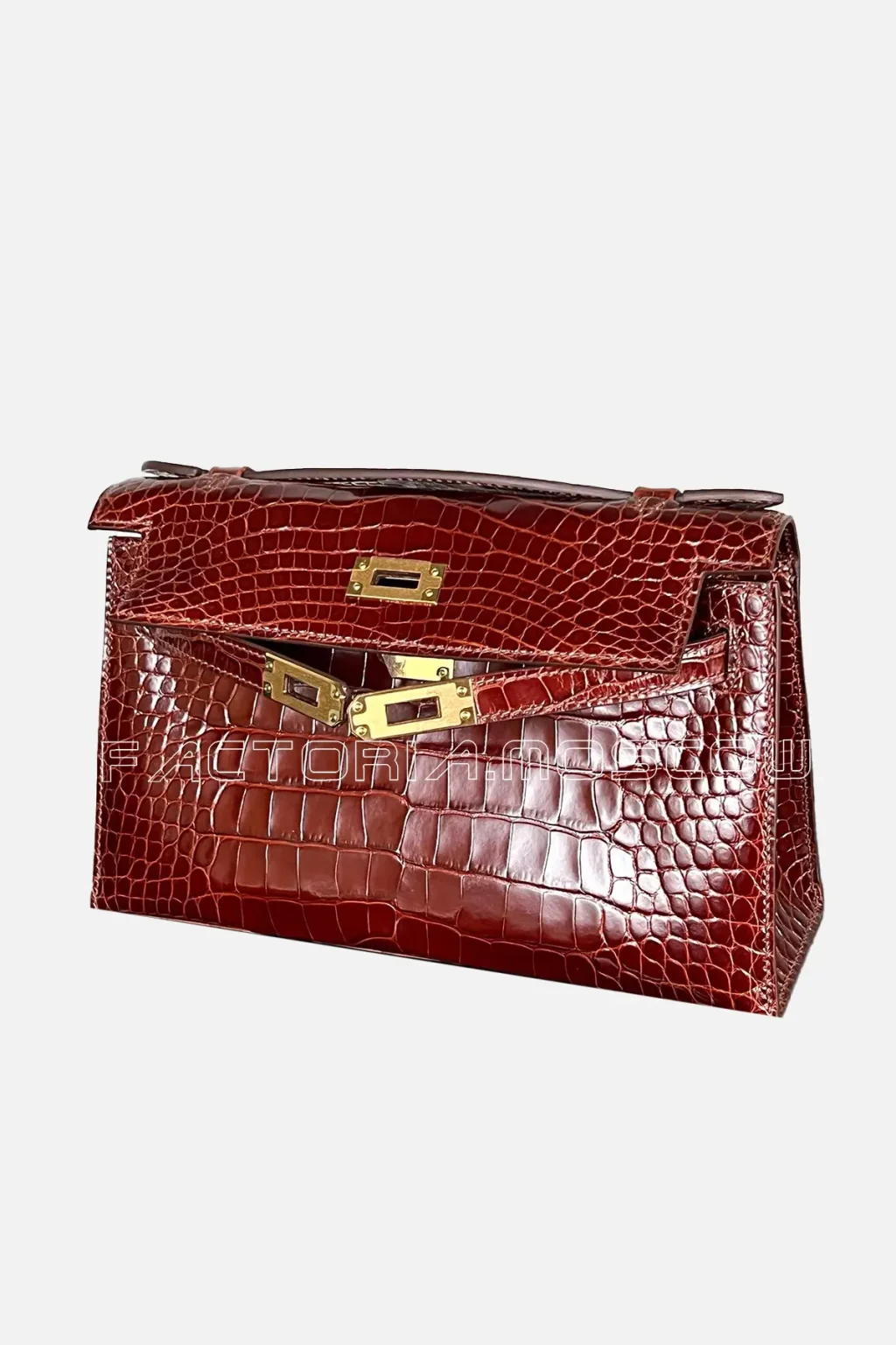 Hermes Kelly Pouchette Alligator lisse Colour Miel (Honey Brown) GHW