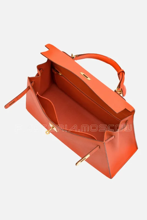 Hermès Kelly Sellier 35 Epsom Colour Feu GHW