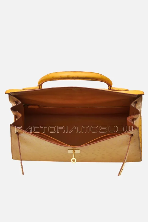 Hermès Kelly Sellier 35 Ostrich Colour Saffron GHW
