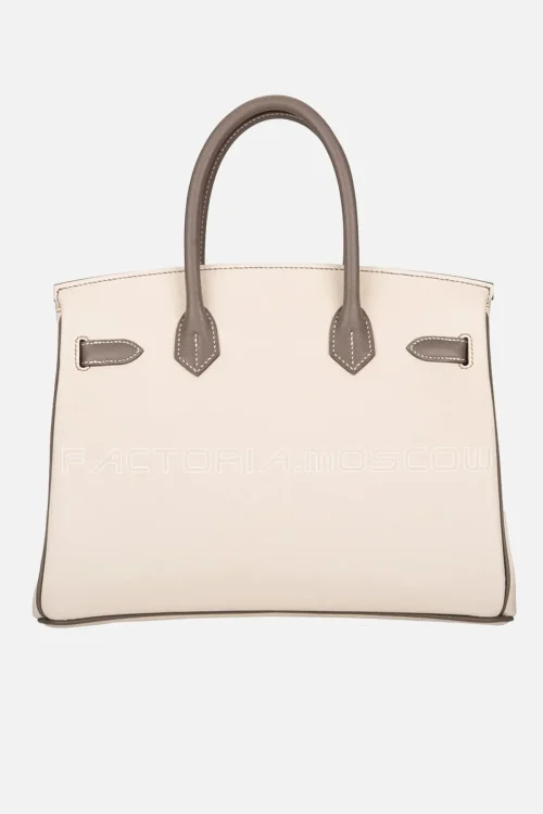 Hermes HSS Bi-Color Craie And Etain Epsom Birkin 30 Brushed PHW