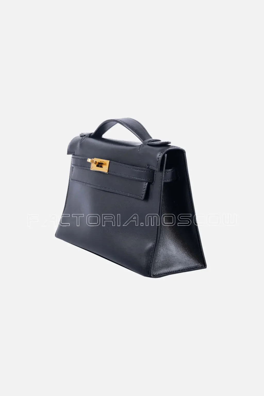 Hermes Kelly Pochette Noir Black Box Leather GHW