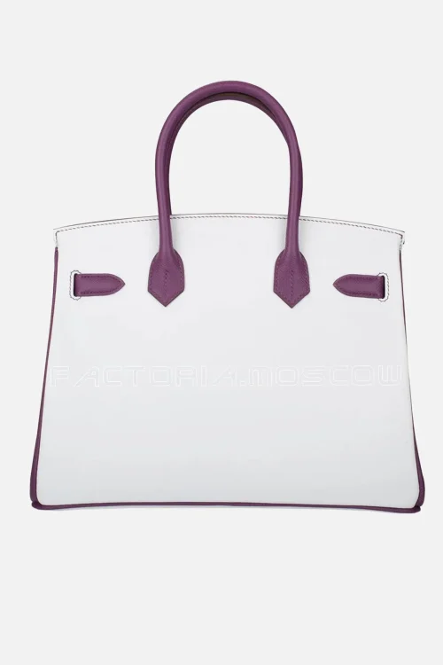 Hermes HSS Bi-Color White and Anemone Epsom Birkin 30 Brushed GHW