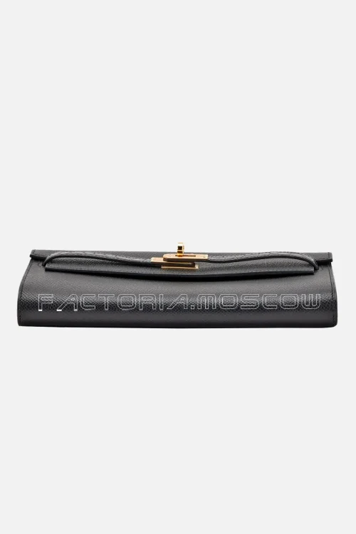 Hermès Kelly To Go Wallet Touch Black Niloticus Crocodile/Epsom GHW