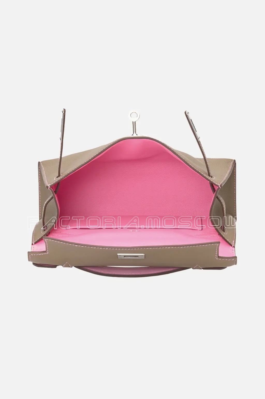 Hermes Limited Edition Kelly Pochette Swift Colour Etoupe & Pink 5 P PHW