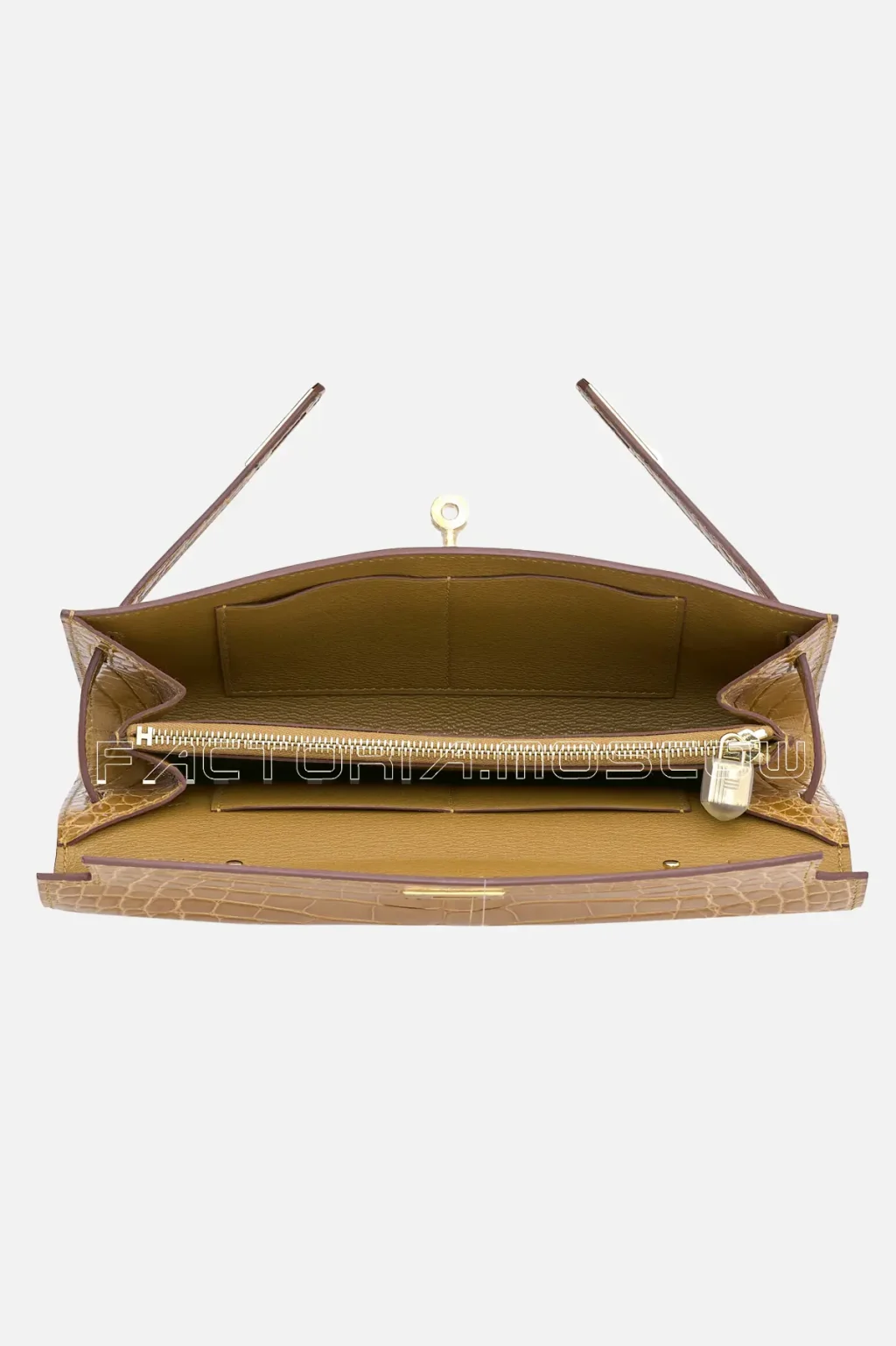 Hermes Kelly To Go Shiny Tabac Alligator GHW